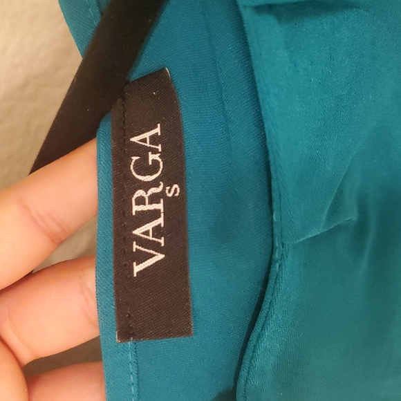 Varga Teal Cap Sleeve Dress Size S - Picture 5 of 6